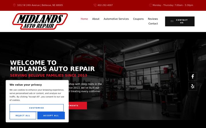 Screenshot of midlandsautorepair.com