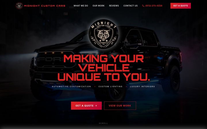Screenshot of midnightcustomcars.com