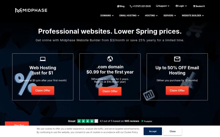 Kuvakaappaus sivustosta midphase.com