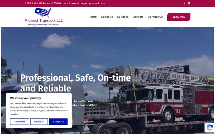 Screenshot of midwest-transport.com