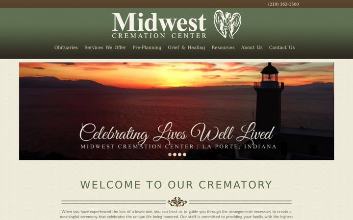Screenshot of midwestcremationcenter.com