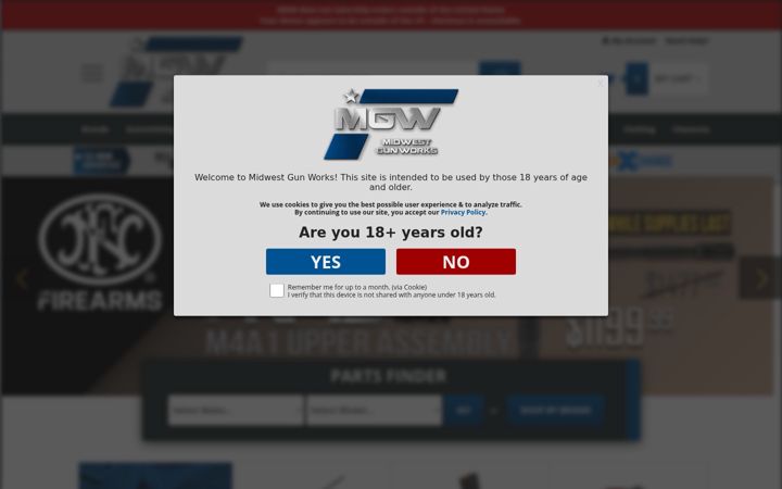Screenshot of midwestgunworks.com