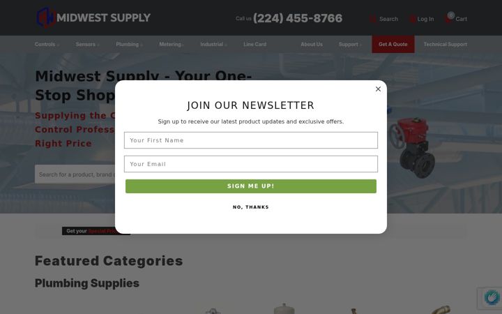 Kuvakaappaus sivustosta midwestsupplyus.com