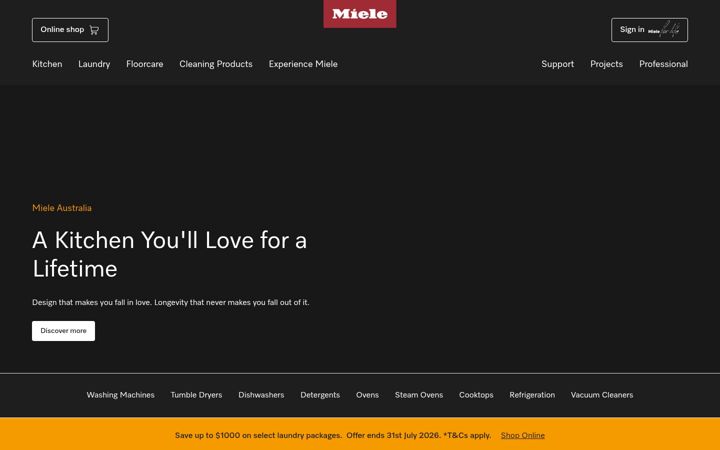Screenshot of miele.com.au