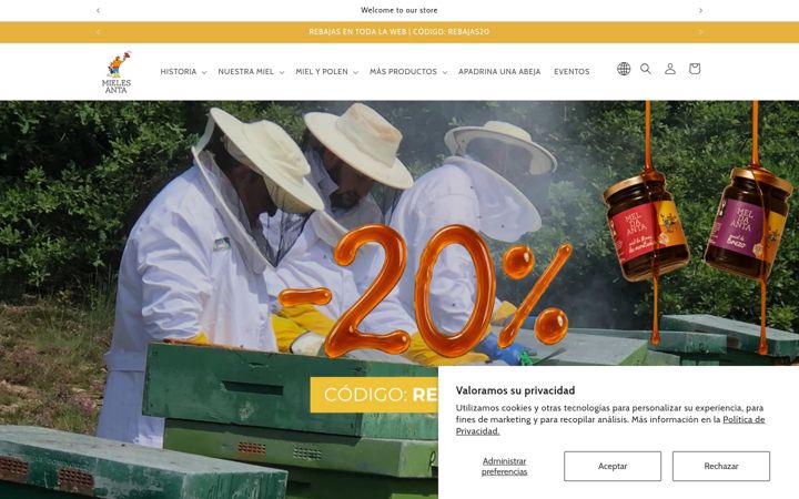 Posnetek zaslona mielesanta.com