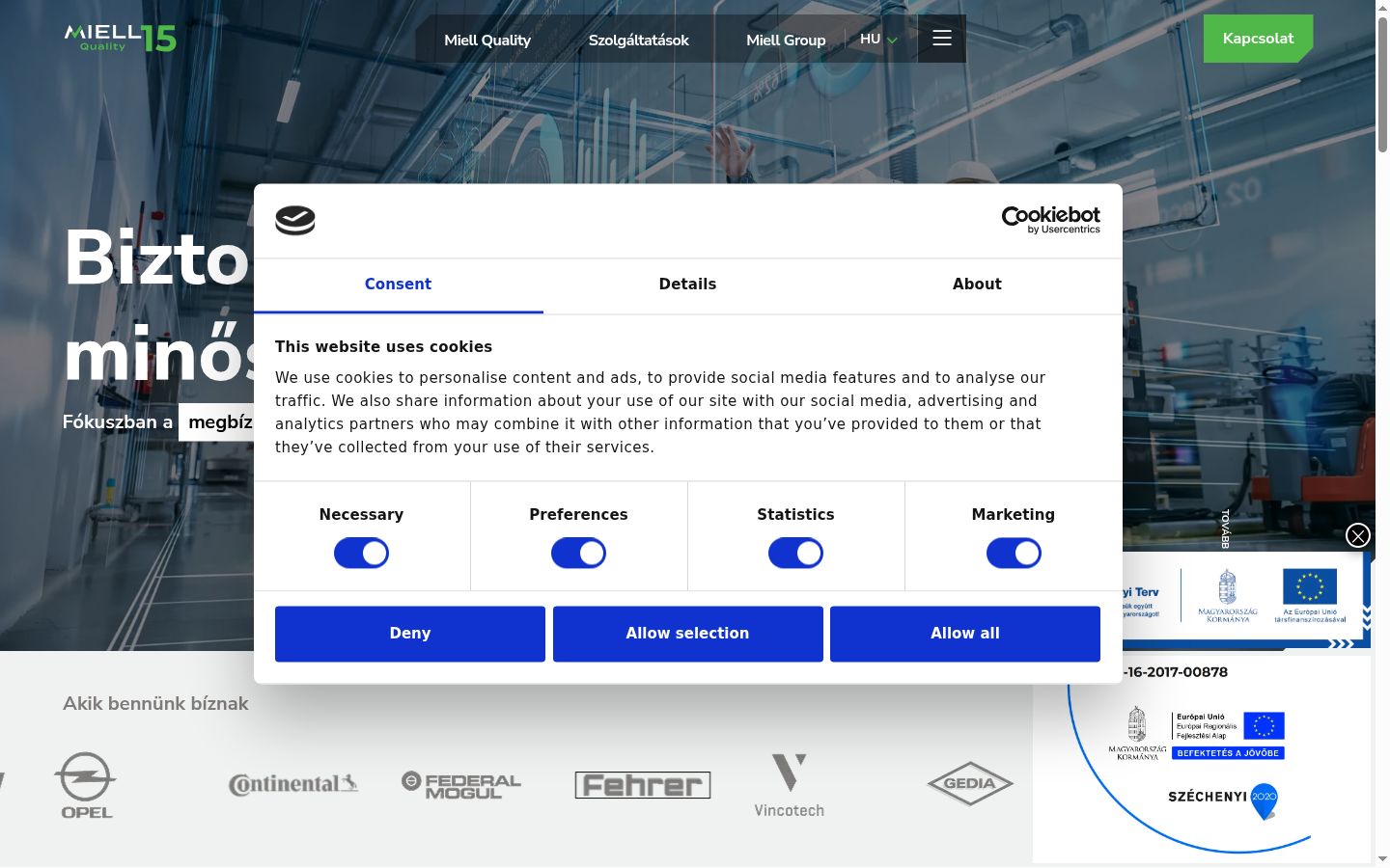 Screenshot of the consent banner shown before any interaction