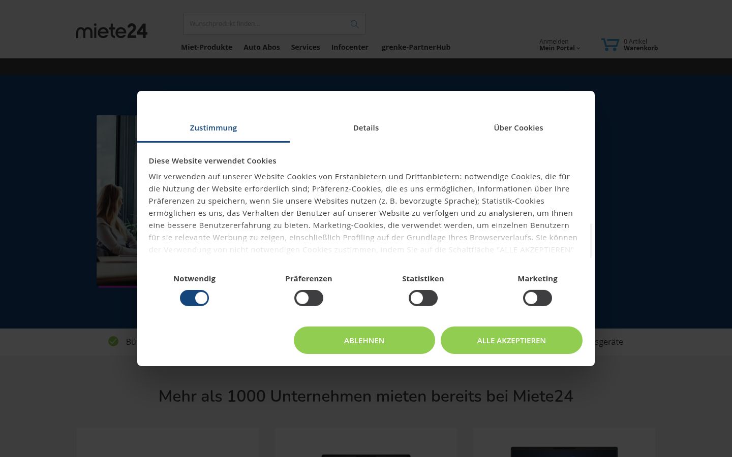 Ekrānuzņēmums ar piekrišanas baneri, kas tika rādīts pirms jebkādas mijiedarbības
