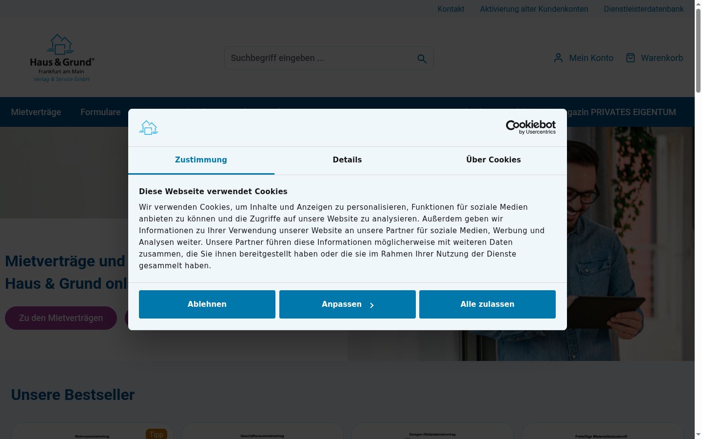 Screenshot of the consent banner shown before any interaction