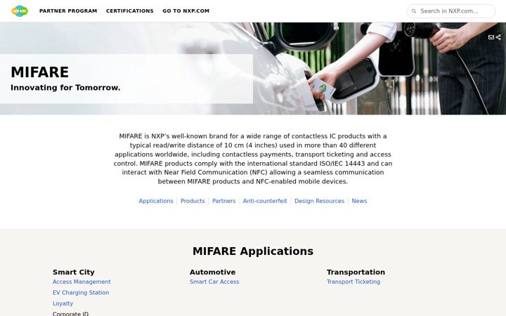 Screenshot of mifare.net