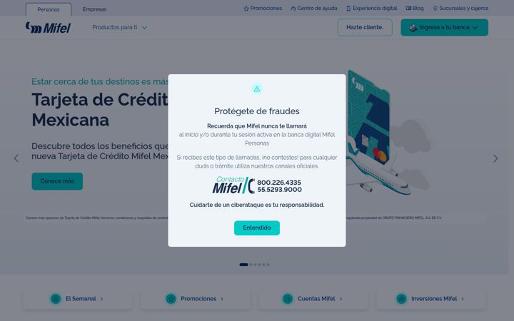 Screenshot of mifel.com.mx