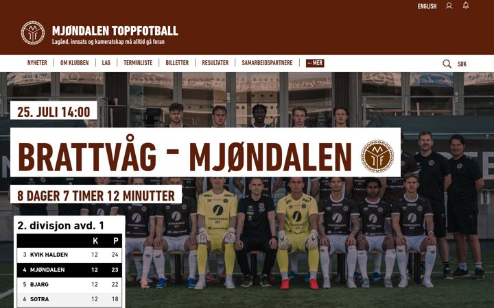 Screenshot of miffotball.no