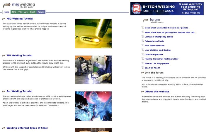 Screenshot of mig-welding.co.uk