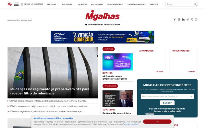 Zrzut ekranu migalhas.com.br