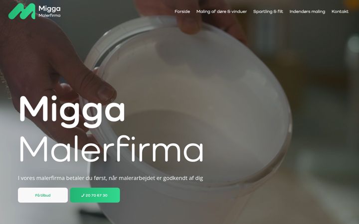 Ekraanipilt saidist migga-malerfirma.dk