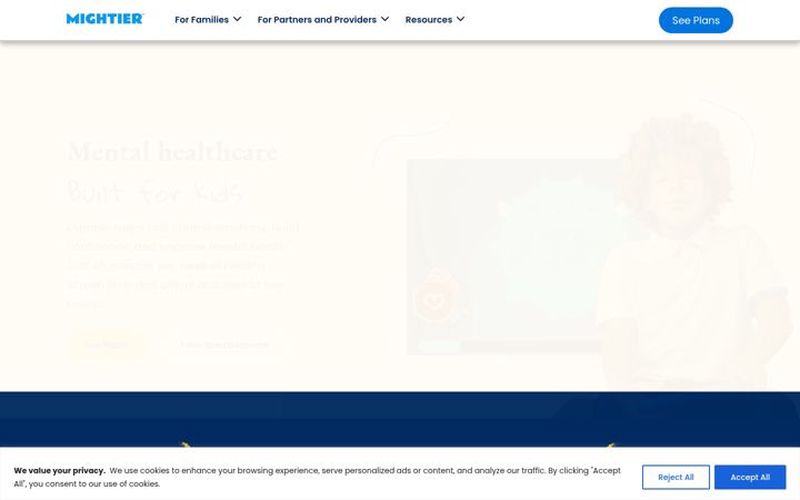 Screenshot of mightier.com