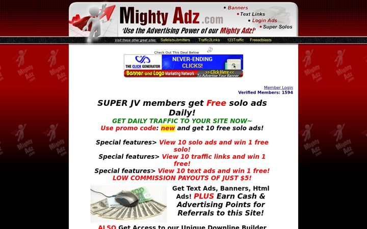 Screenshot of mightyadz.com