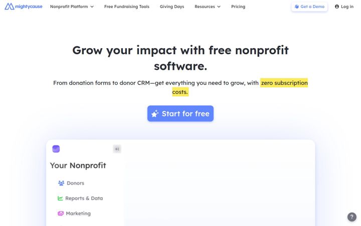 Screenshot von mightycause.com
