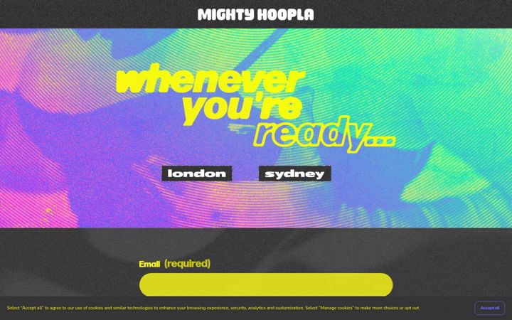 Screenshot of mightyhoopla.com