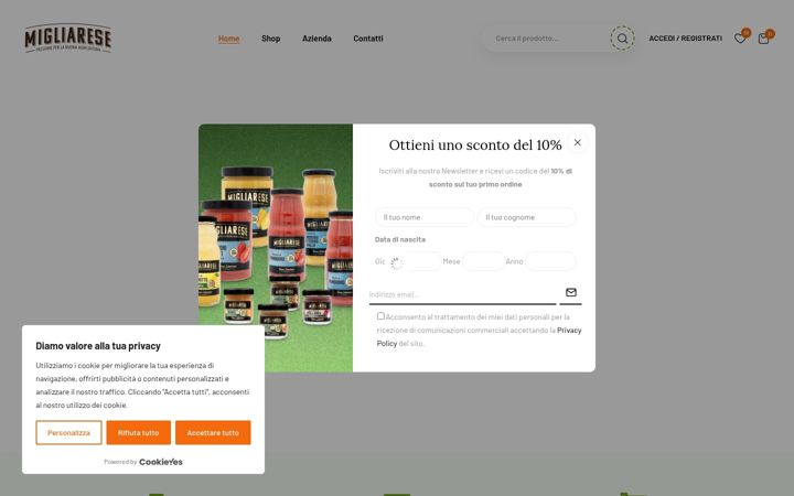 Screenshot of migliareseconserve.com
