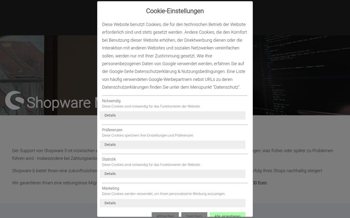 Skjermbilde av migration-shop.de