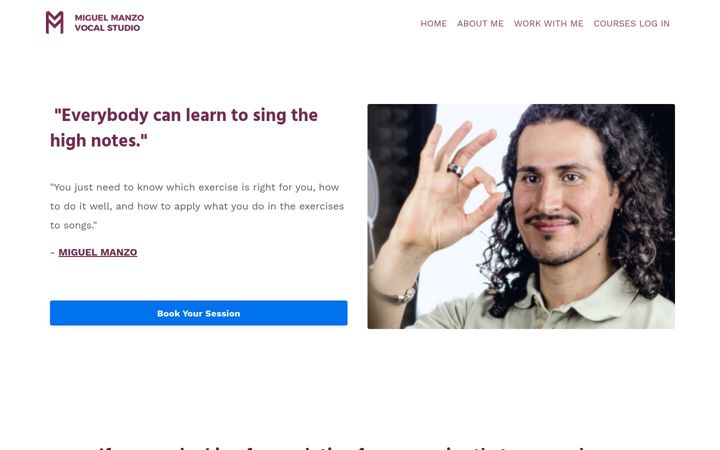 Screenshot of miguelmanzovocalstudio.com