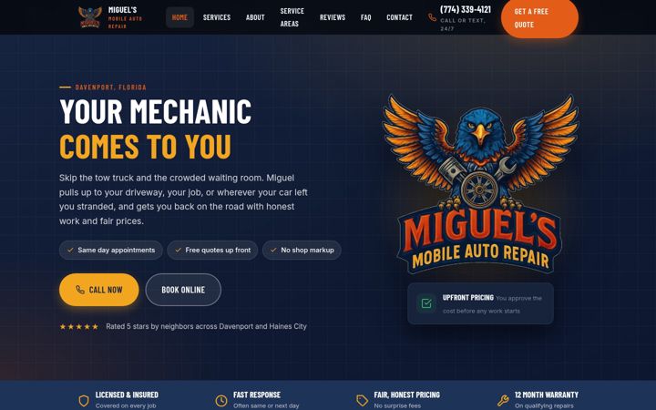 Screenshot of miguelsmobileautorepair.com