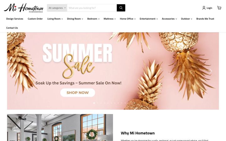 Screenshot of mihometownfurnishings.com