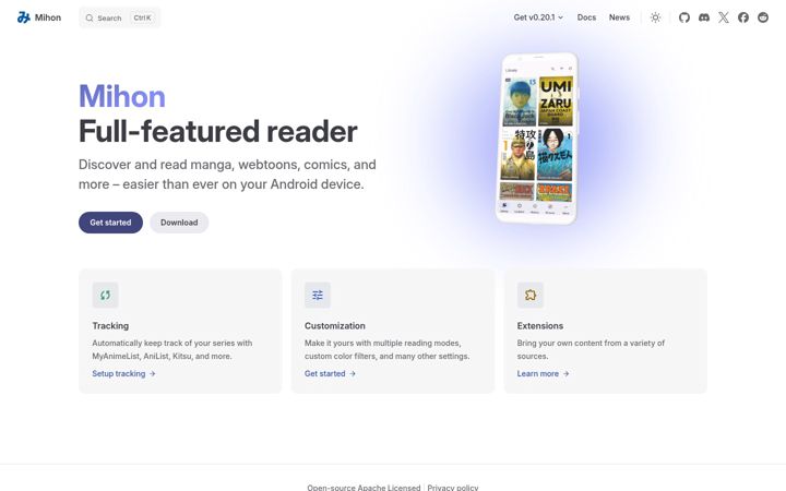 Screenshot of mihon.app