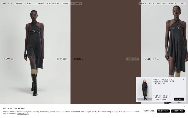 Screenshot of miista.com