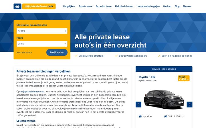 Screenshot of mijnprivatelease.com