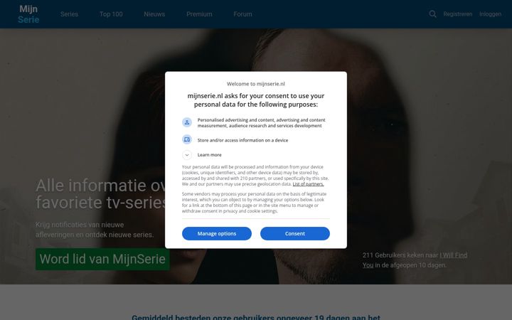 Screenshot of mijnserie.nl