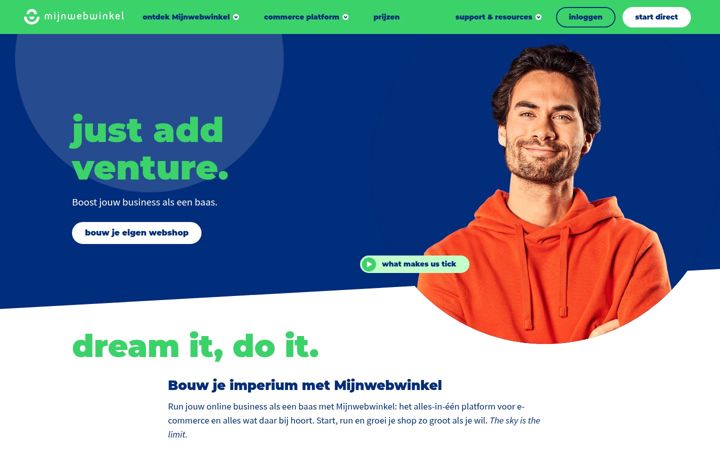 Screenshot of mijnwebwinkel.nl