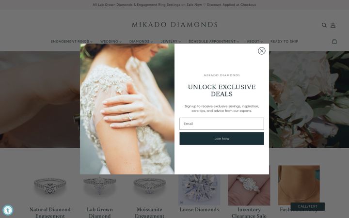 Screenshot of mikadodiamonds.com