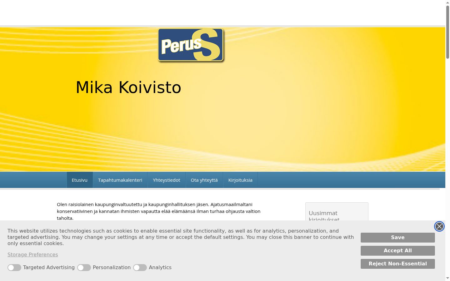 Screenshot of the consent banner shown before any interaction
