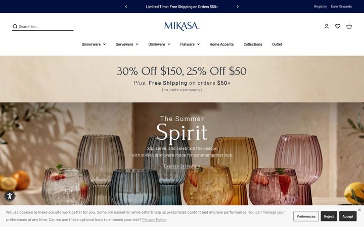 Screenshot ta' mikasa.com