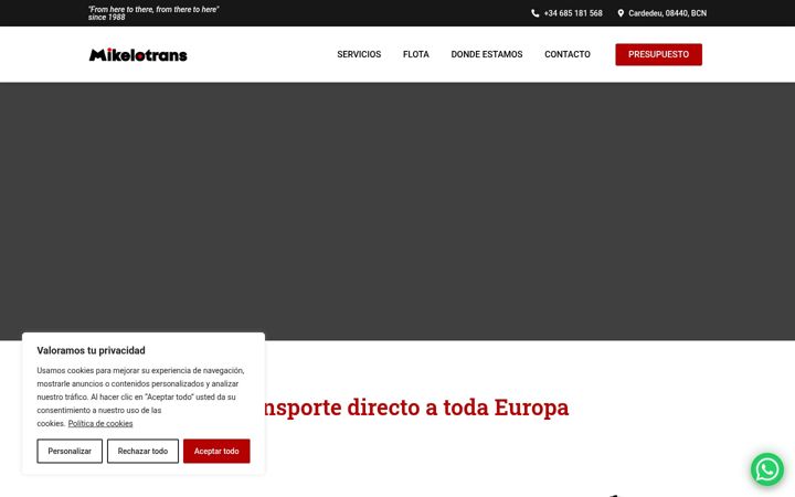 Screenshot of mikelotrans.com