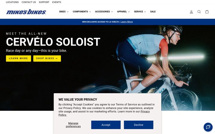 Screenshot di mikesbikes.com