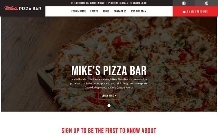 Screenshot of mikespizzabardetroit.com