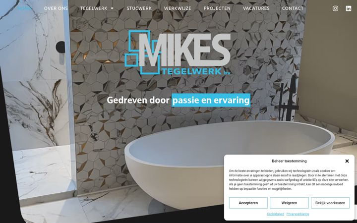 Skærmbillede af mikestegelwerk.nl