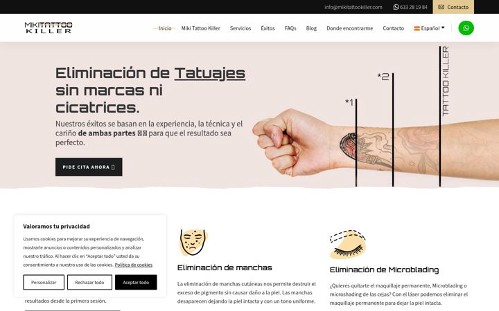 Screenshot of mikitattookiller.com