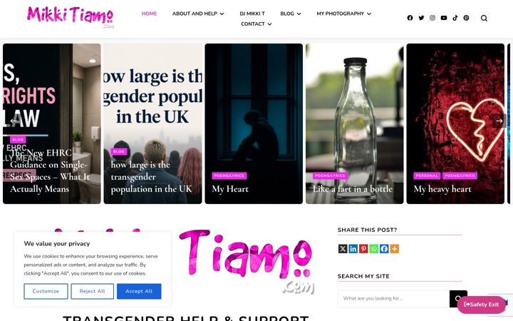 Screenshot of mikkitiamo.com