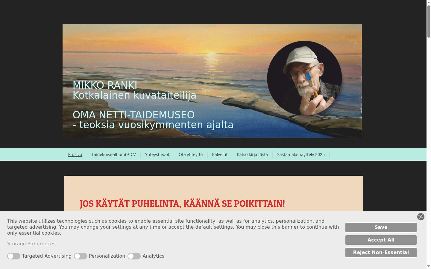Screenshot del banner di consenso mostrato prima di qualsiasi interazione