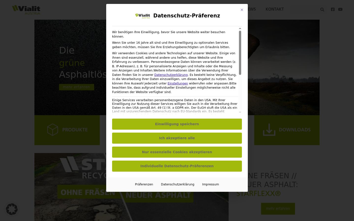 Sutikimo reklamjuostės, rodytos prieš bet kokią sąveiką, ekrano kopija