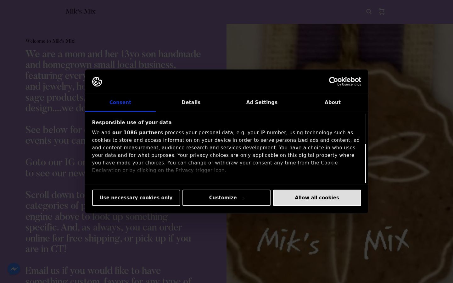 Screenshot του banner συγκατάθεσης που εμφανίστηκε πριν από οποιαδήποτε αλληλεπίδραση