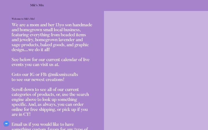 Screenshot of miksmixcrafts.com