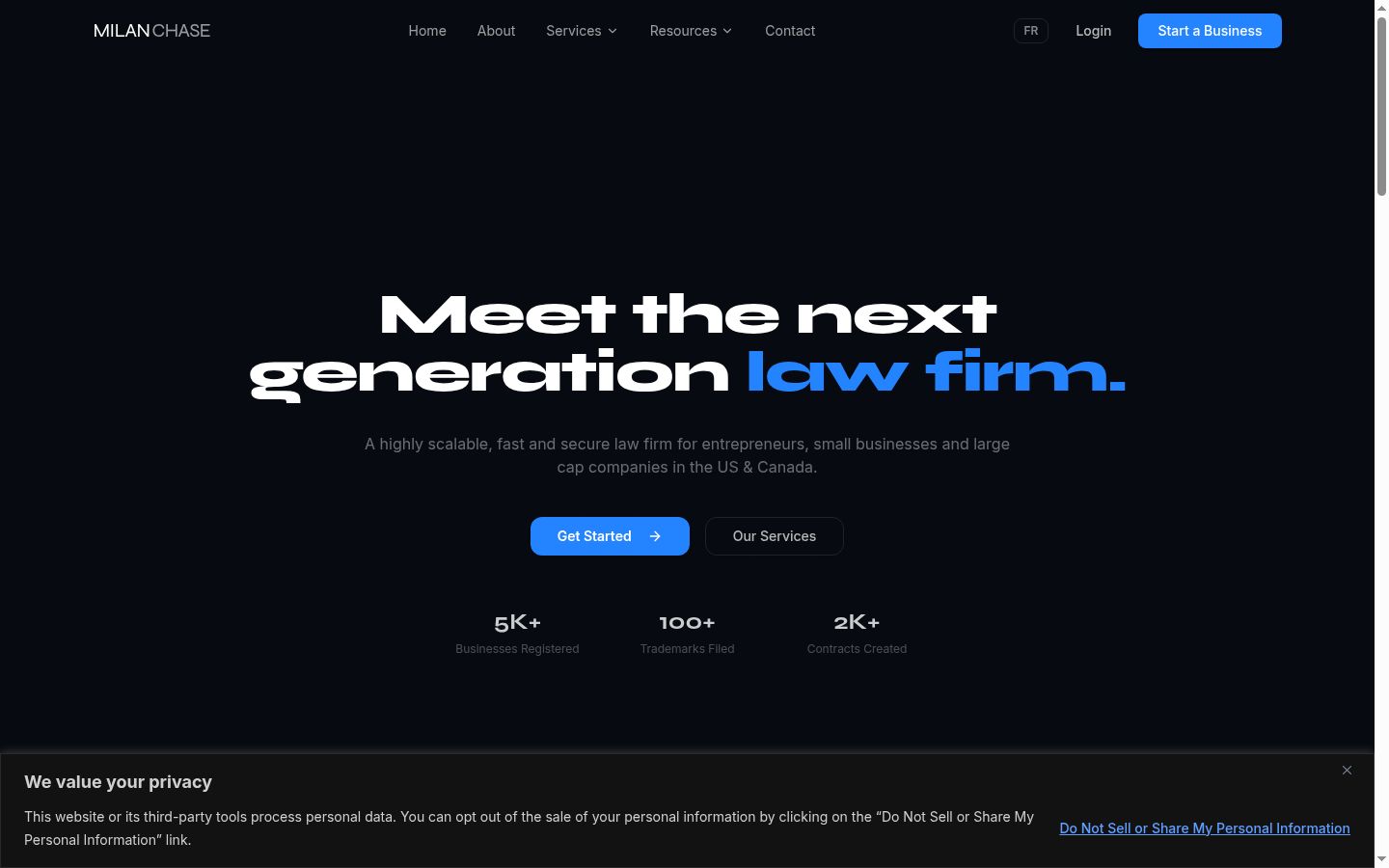 Screenshot of the consent banner shown before any interaction