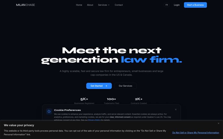 Screenshot of milanchase.com