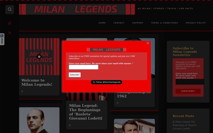 Screenshot of milanlegends.com