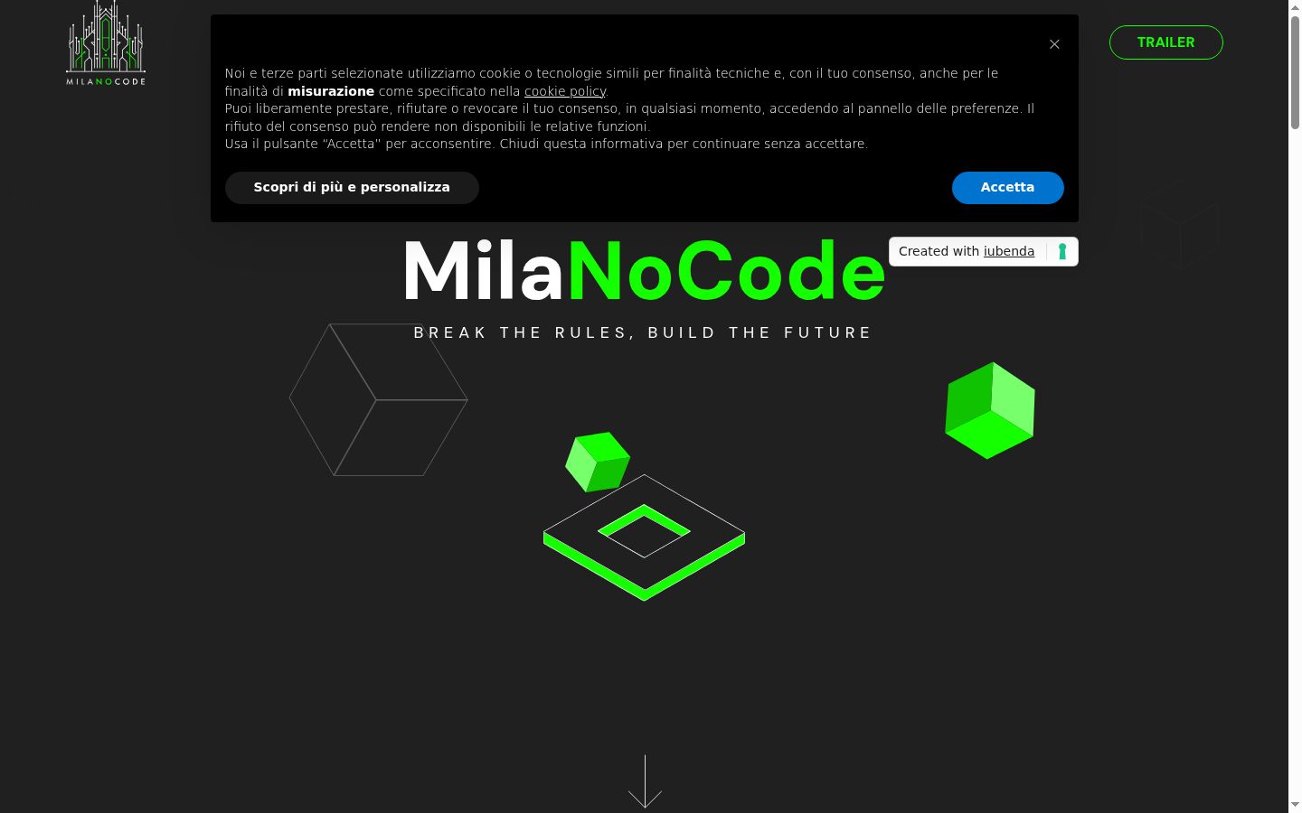 Screenshot of the consent banner shown before any interaction