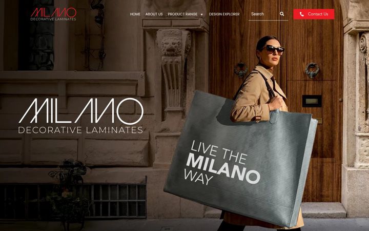 Screenshot of milanolaminates.com